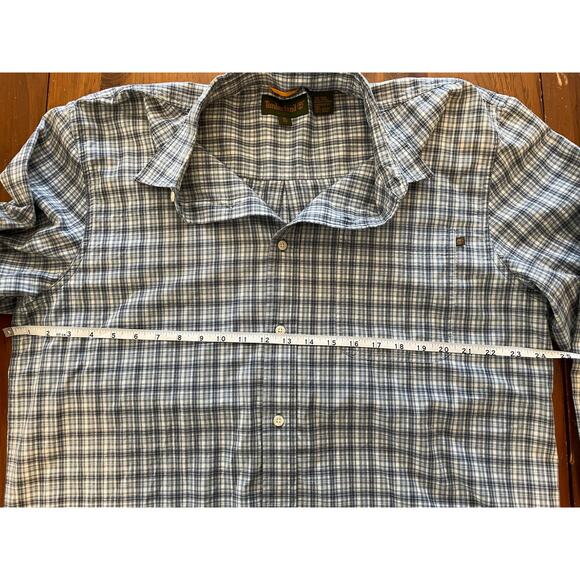 Timberland Mens XL Long Sleeve Button Up Polo 100% Cotton Plaid Gray White - Picture 6 of 8